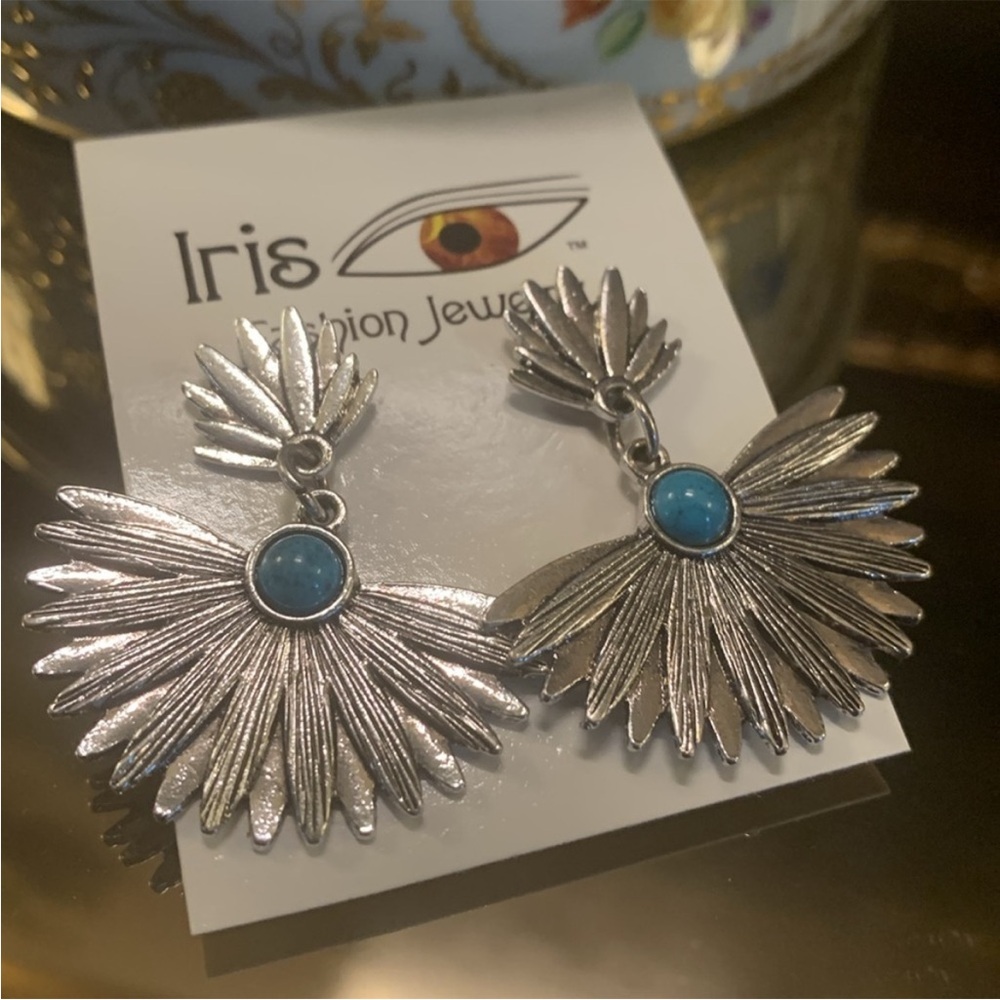 Turquoise  and Silver Statement Earrings